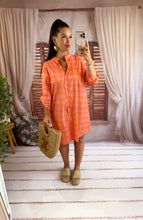 Charger l'image dans la galerie, Robe chemise manche 3/4 carreaux orange AMELA ( 36 au 44) New