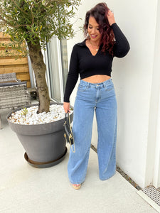Jeans large  avec poches cœur ( s/m/l )