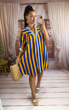 Charger l'image dans la galerie, Robe chemise manche courte rayé bleu jaune PILIO ( 36 au 46) New