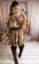 Charger l'image dans la galerie, Robe courte patineuse motif beige/marron ANOUK (36 au 40)