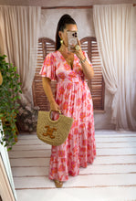 Charger l'image dans la galerie, Robe rose fleurs orangés SIRÈNE (36 au 48) New