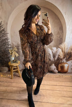 Charger l&#39;image dans la galerie, Robe chocolat motif doré noir MAD (40 au 48)⭐️