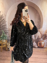 Charger l'image dans la galerie, Robe noir velours avec sequin NALA (36 au 48)