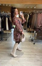 Charger l&#39;image dans la galerie, Robe courte bordeaux/écru COLETTE (36 au 48)