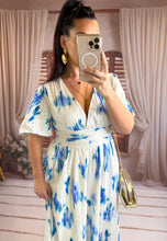 Charger l'image dans la galerie, Robe longue tacheté bleu PETRA (36 au 48)