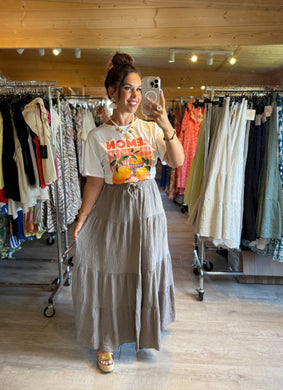 Jupe taupe gaz de coton LALA ☀️