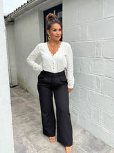 Charger l&#39;image dans la galerie, Pantalon noir bande blanche Ophélia( s/m/l )