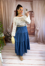 Charger l'image dans la galerie, Jupe longue couleur jeans GAIA (36 au 48)