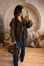 Charger l&#39;image dans la galerie, Blouse chocolat à volant LYANA (36 au 42)⭐️