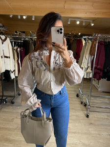 Chemise rayé café JESSIE (36 au 48)