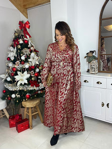 Robe longue bordeaux /or Vivi ( taille 40 au 50 )