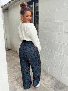 Pantalon léopard bleu canard ( 34 au 48)