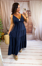 Charger l'image dans la galerie, Robe uni soleil bleu marine ALIX (36 au 46)