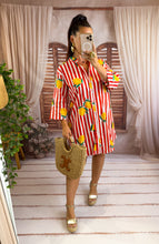 Charger l'image dans la galerie, Robe chemise manche 3/4 carreaux rayé rouge citron AMELA ( 36 au 42)