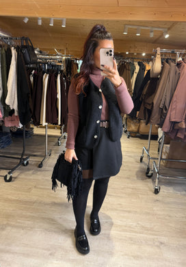 Gilet sans manches moumoute noir DITA  (36 au 48)