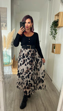 Charger l&#39;image dans la galerie, Jupe longue plissée léopard beige GABY ( 36 au 46 )
