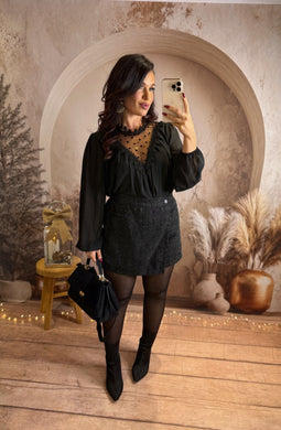 Jupe short noir pailletée SISI (36 au 48)⭐️