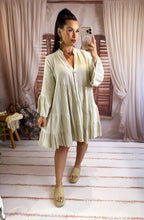 Charger l'image dans la galerie, Robe courte lisse gaz de coton beige FANNY (36 au 46)