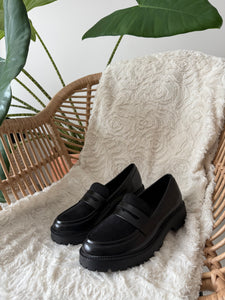 Mocassins noir bi matière LIAM
