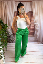 Charger l'image dans la galerie, Pantalon satiné vert léopard EILIE (34 au 38)