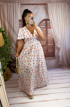 Charger l'image dans la galerie, Robe blanche fleuri orange ASTER dos nu  (34 au 46 )