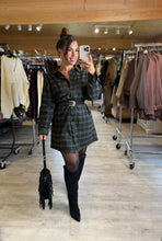 Charger l&#39;image dans la galerie, Robe chemise carreaux kaki MADDY( 36 au 44 )