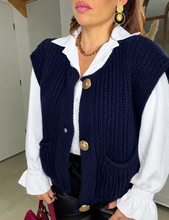 Charger l'image dans la galerie, Gilet sans manche boutons or bleu marine BILLIE (34 au 46)