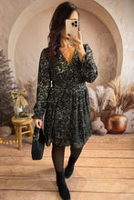 Charger l&#39;image dans la galerie, Robe courte noir éclat or SAHARA (36 au 48)⭐️