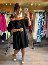 Charger l&#39;image dans la galerie, Robe noir en lin coupe large ☀️( 36 au 44 )