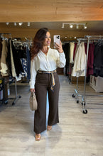 Charger l&#39;image dans la galerie, Pantalon chocolat ceinturé foulard ISABEAU (34 au 46)