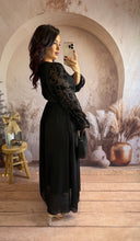 Charger l&#39;image dans la galerie, Longue robe noir manche dentelle ISADORA (36 au 48) ⭐️