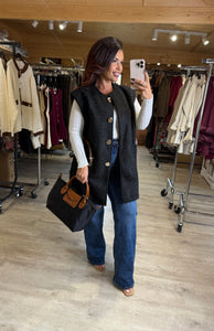 Veste sans manches noir CAROLE (36 au 44)