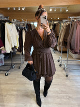Charger l&#39;image dans la galerie, Robe chocolat pois noir CHARLOTTE (36 au 40)