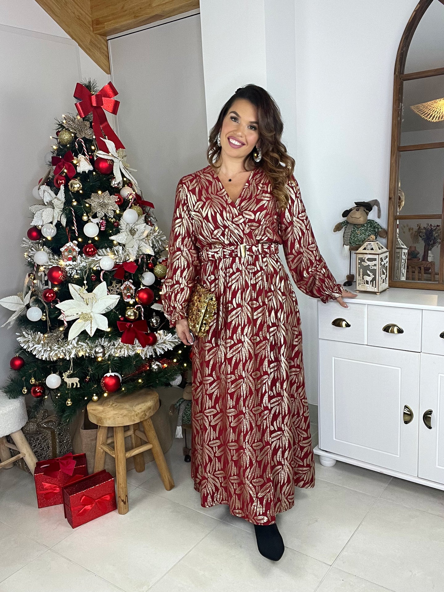 Robe longue bordeaux /or Vivi ( taille 40 au 50 )
