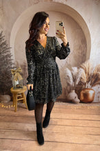 Charger l&#39;image dans la galerie, Robe courte noir éclat or SAHARA (36 au 48)⭐️