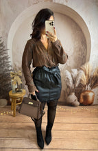 Charger l&#39;image dans la galerie, Jupe simili cuir dentelle noir MIRABELLA (34 au 46) ⭐️