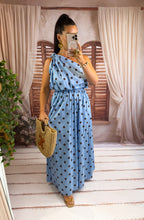 Charger l'image dans la galerie, Ensemble top + jupe bleu pois choco KLARA (36 au 44) New