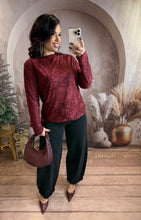 Charger l'image dans la galerie, Top en transparence bordeaux avec motifs velours JAMIE (36 au 48)