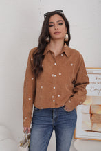 Charger l&#39;image dans la galerie, Chemise effet velours coeur camel CENDY (36 au 42)