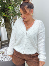 Charger l&#39;image dans la galerie, Gilet doudou dentelle blanc CELLA (36 au 44 )
