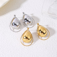 Charger l'image dans la galerie, Boucles d’oreilles argentées pendantes gouttes bombées cerclées d’un anneau fin