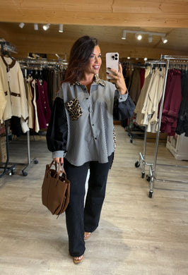 Chemise loose dos léopard noir TATIANA (38 au 48)