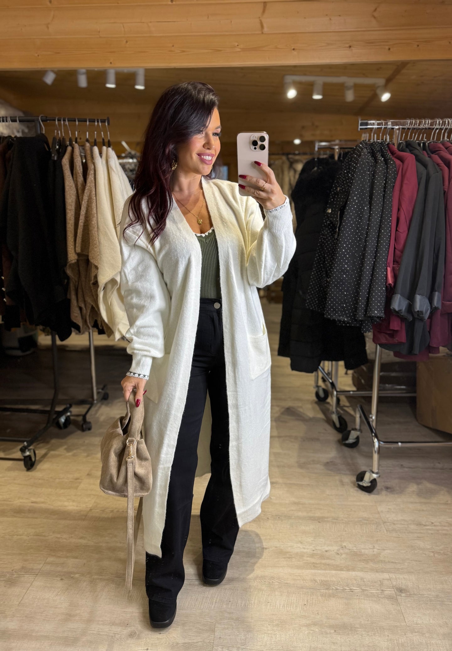 Long gilet écru MAIWEN (34 au 44)