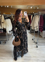 Charger l'image dans la galerie, Robe longue noir à motif BLANDINE (40 au 48)