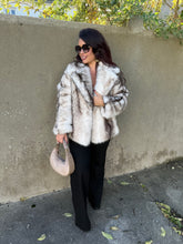 Charger l&#39;image dans la galerie, Manteau fourrure synthétique écru/marron ZOE (36 au  42)