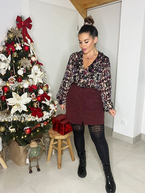 Jupe en velours bordeaux ( taille 34 au 48 )