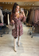 Charger l&#39;image dans la galerie, Robe courte bordeaux/écru COLETTE (36 au 48)