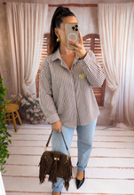 Charger l'image dans la galerie, Chemise rayé chocolat coeur or GAELLE (40 au 50)