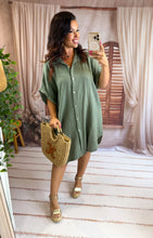 Charger l'image dans la galerie, Robe chemise gaz de coton kaki ANOUK (42 au 48)