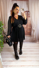 Charger l'image dans la galerie, Robe plissée coupe droite noir JUSTINE (40 au 48)